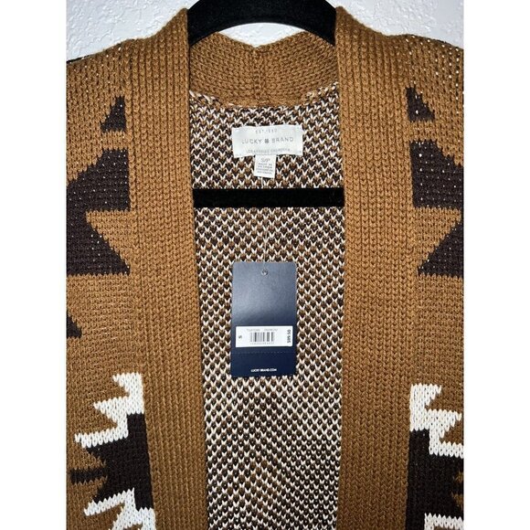 Nwt $89 Lucky Brand Aztec Pockets Sweater Cardigan Small Southwestern D1 - Picture 3 of 6